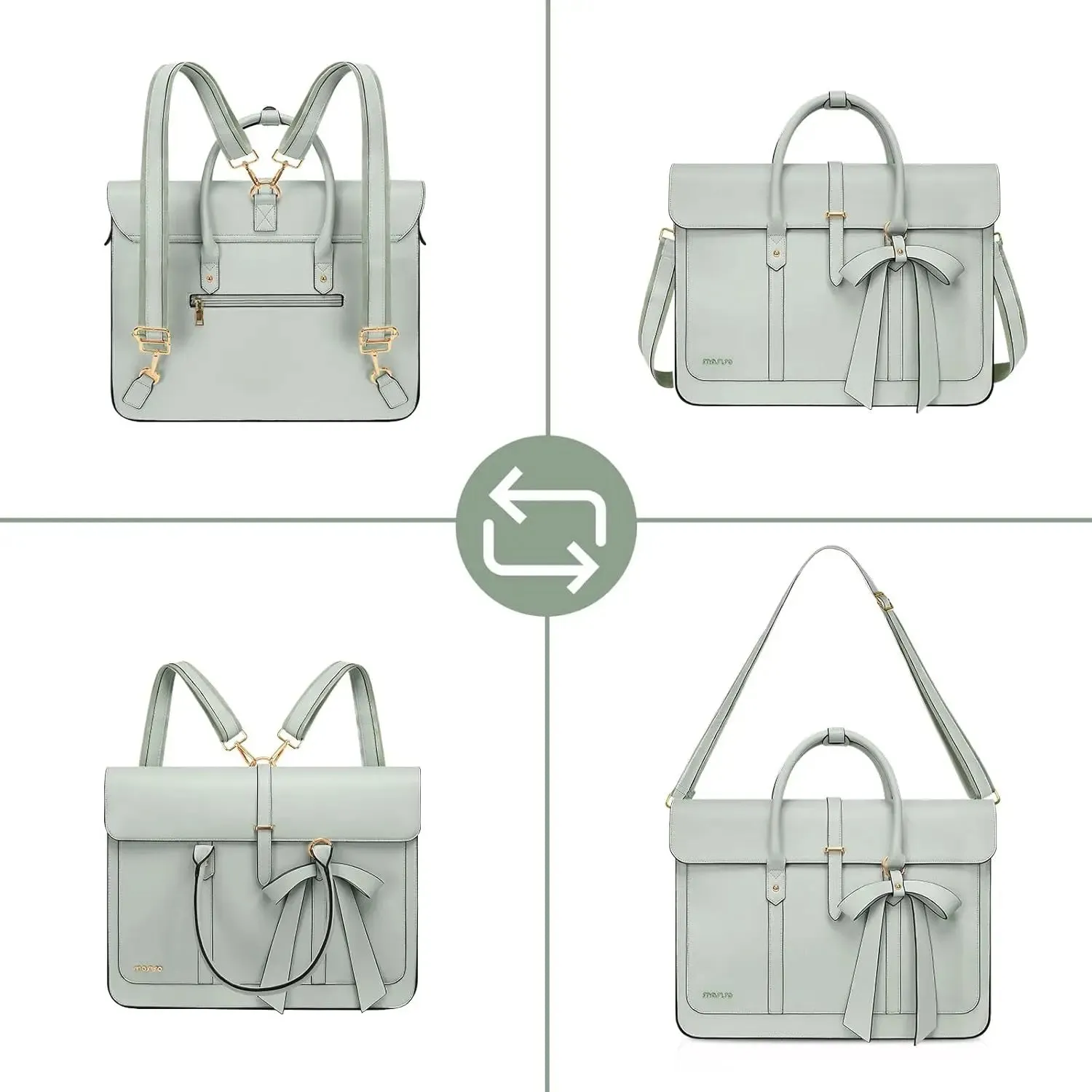 Women's 13 14 15 16 inch PU Leather Tote Bag Casual  Shoulder Briefcase