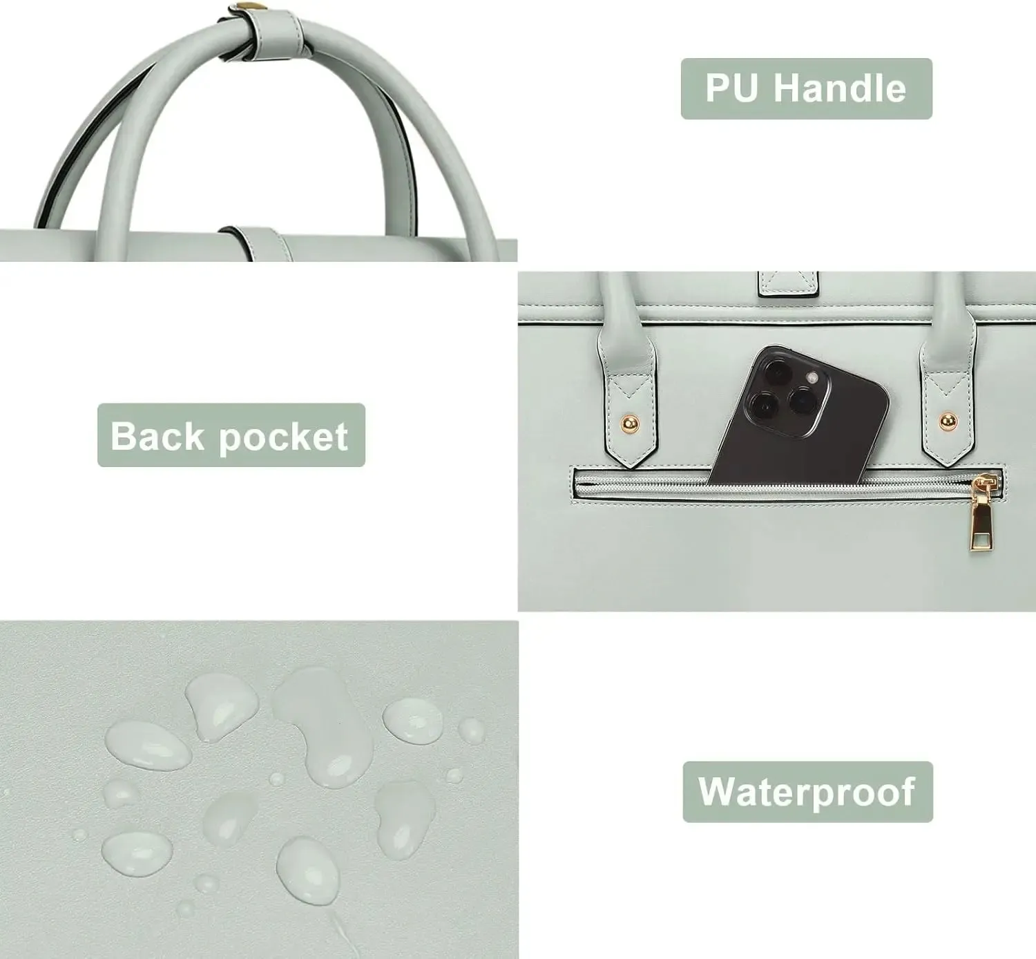 Women's 13 14 15 16 inch PU Leather Tote Bag Casual  Shoulder Briefcase