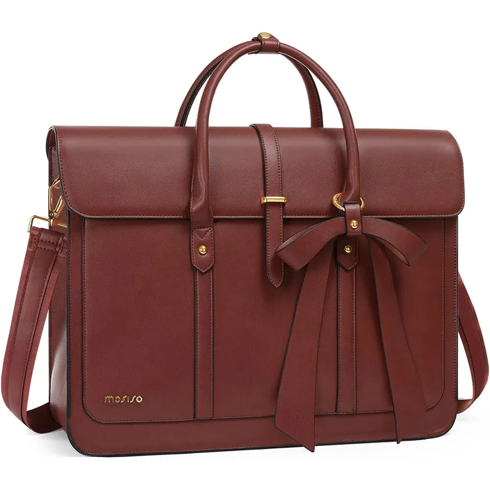 Women's 13 14 15 16 inch PU Leather Tote Bag Casual  Shoulder Briefcase