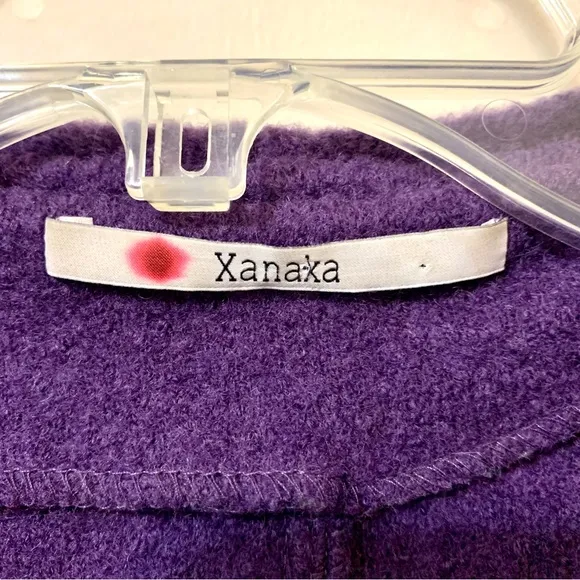 Xanaka 100% Wool Ruffled Shawl Cardigan/Sweater - Purple - Size 8