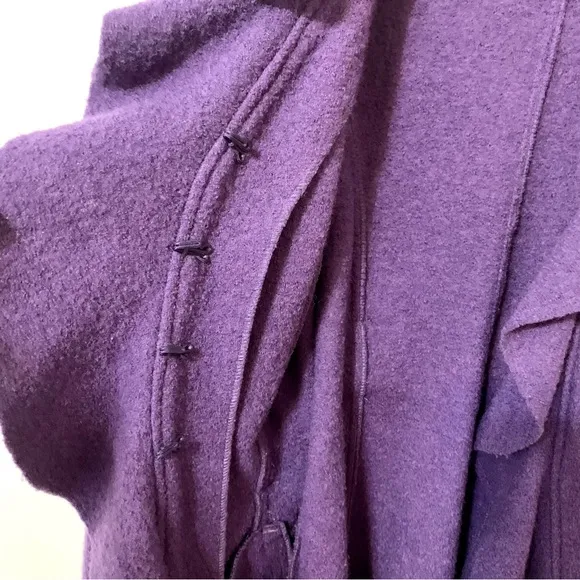Xanaka 100% Wool Ruffled Shawl Cardigan/Sweater - Purple - Size 8