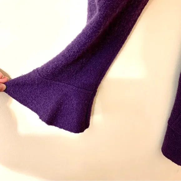 Xanaka 100% Wool Ruffled Shawl Cardigan/Sweater - Purple - Size 8