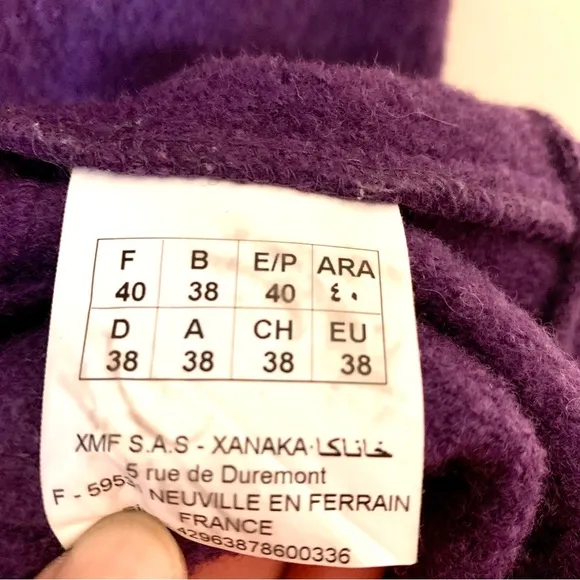 Xanaka 100% Wool Ruffled Shawl Cardigan/Sweater - Purple - Size 8