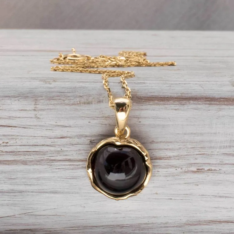 Yellow Gold Plated Round Red Garnet 12mm Pendant