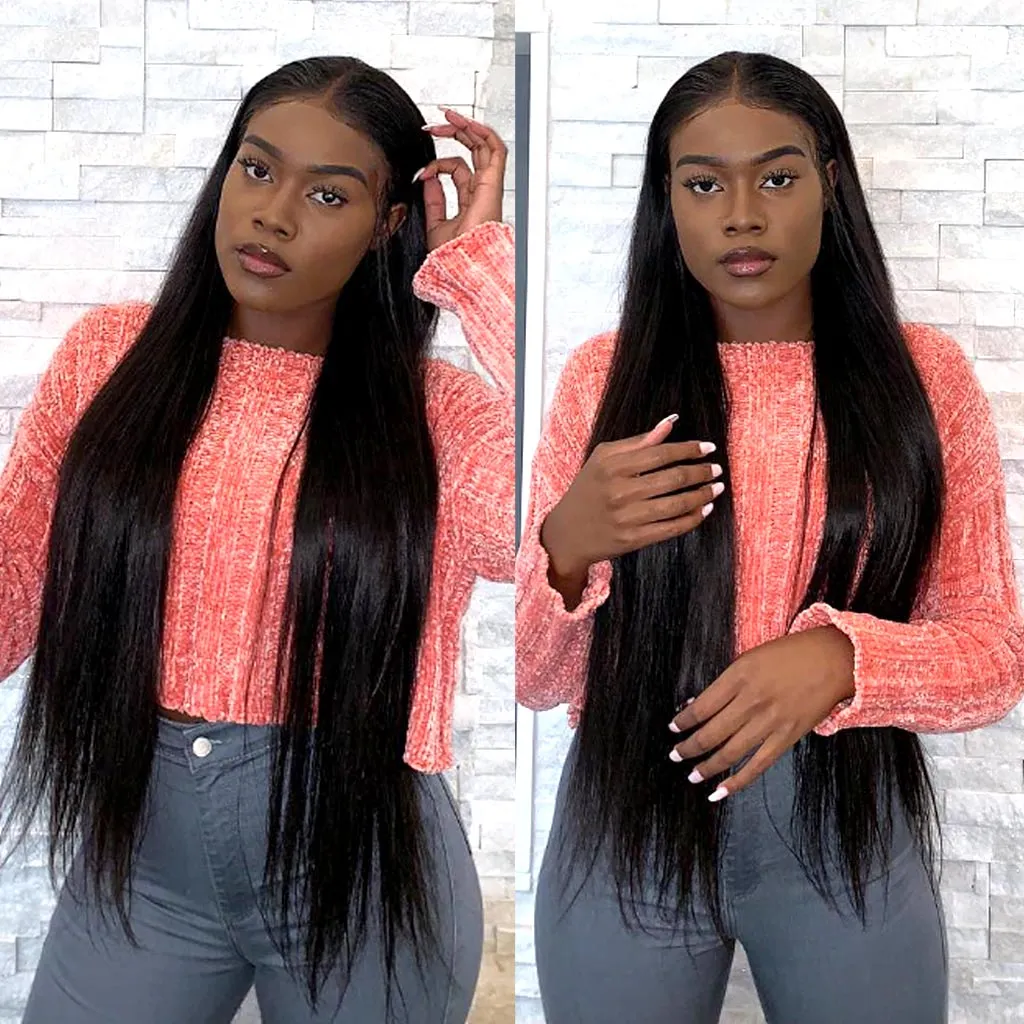 YZ Grace 10A Straight Thick& Soft Brazilian Human Hair Bundles with Closure Virgin Hair Natural Color