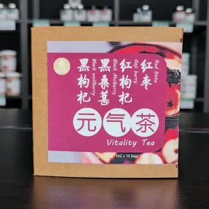 ZhenShi Vitality Tea with Red Dates, Goji Berries, Black Mulberries, and Black Wolfberries - 10g x 10 Bags
