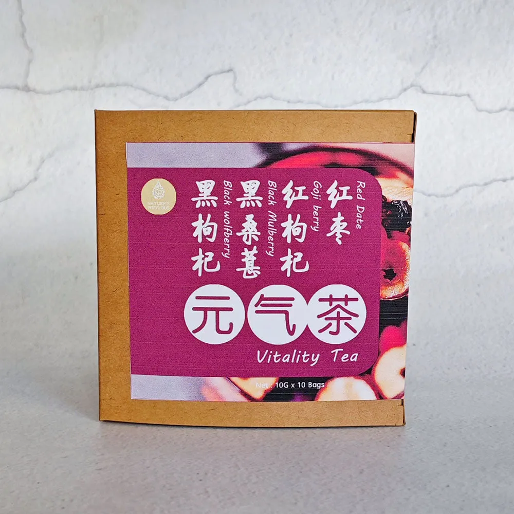 ZhenShi Vitality Tea with Red Dates, Goji Berries, Black Mulberries, and Black Wolfberries - 10g x 10 Bags